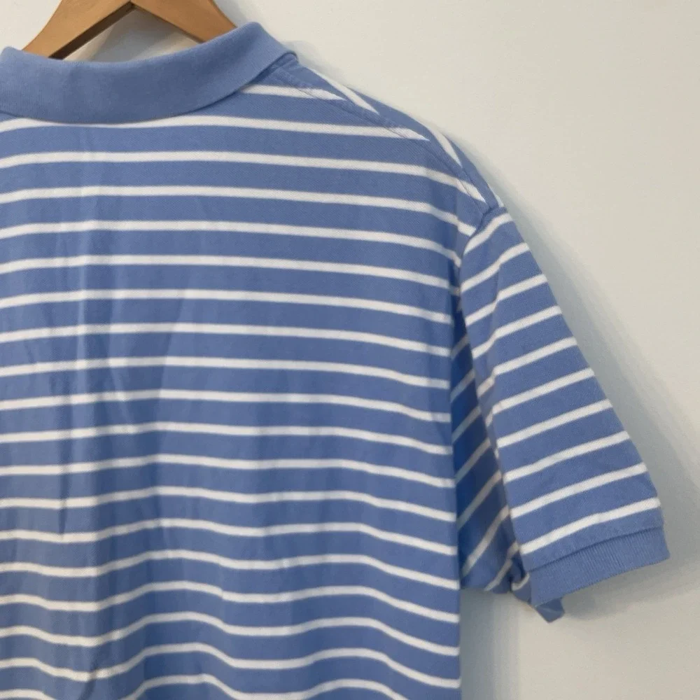 Polo Ralph Lauren Shirt XL Blue White Striped Orange‎ Pony Preppy Cotton Mens XL